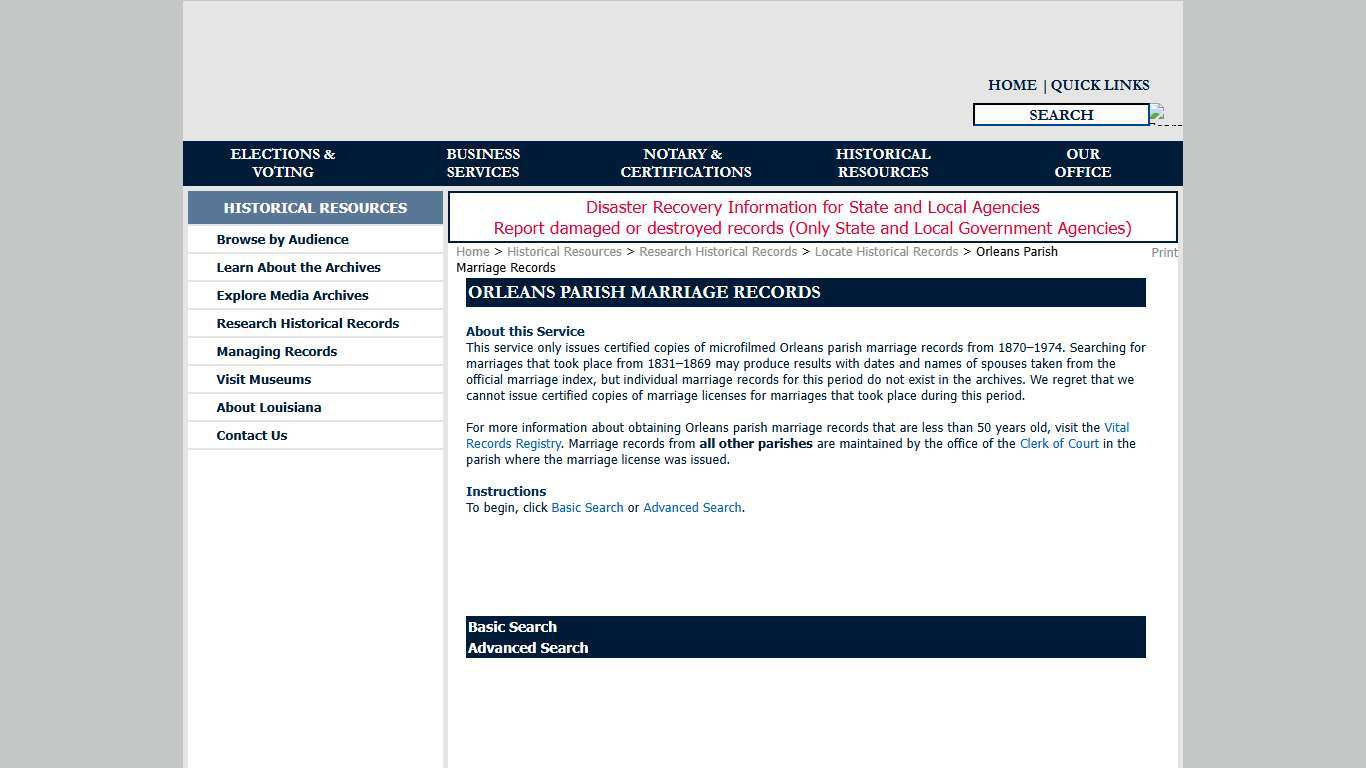 Orleans Parish Marriage Records