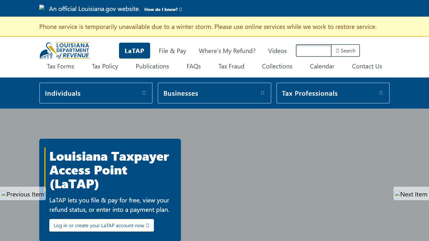 Home, Louisiana Department of Revenue